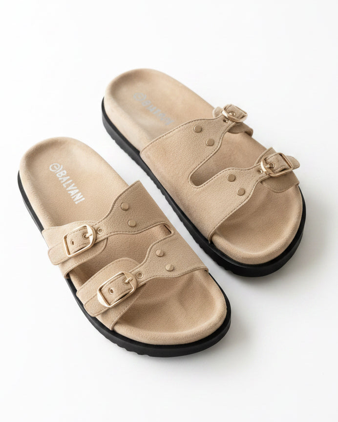 Mules daim beige