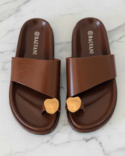 Mules gold touch marron