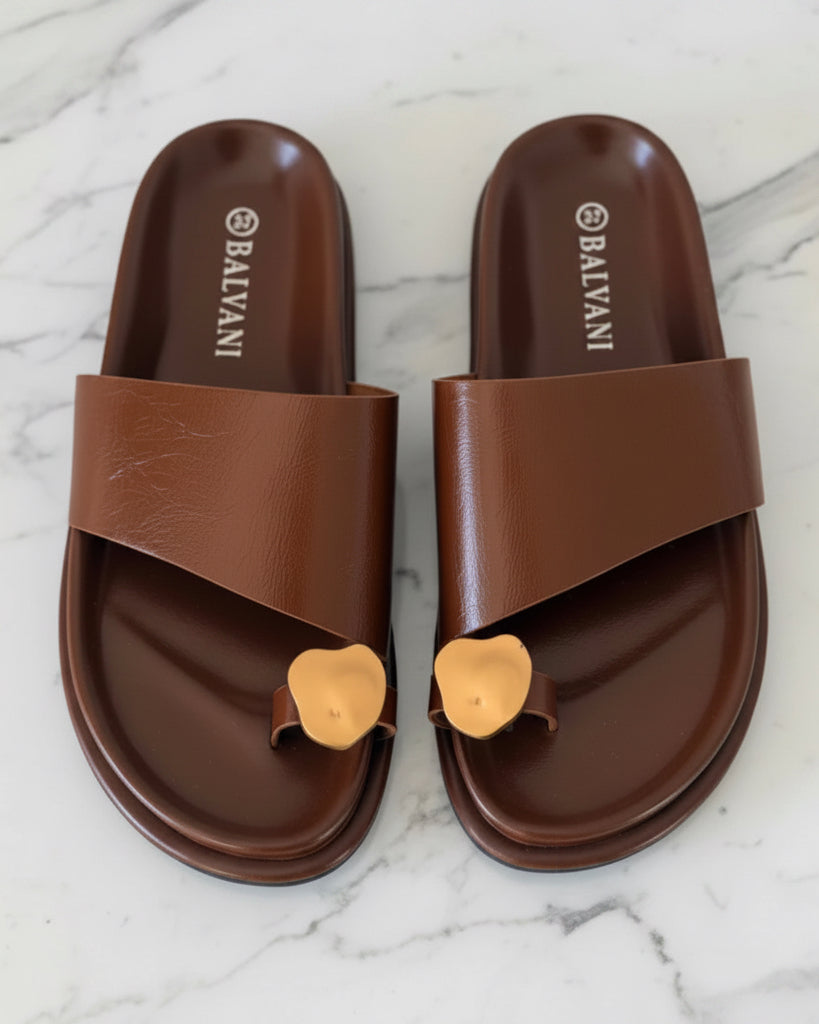 Mules gold touch marron