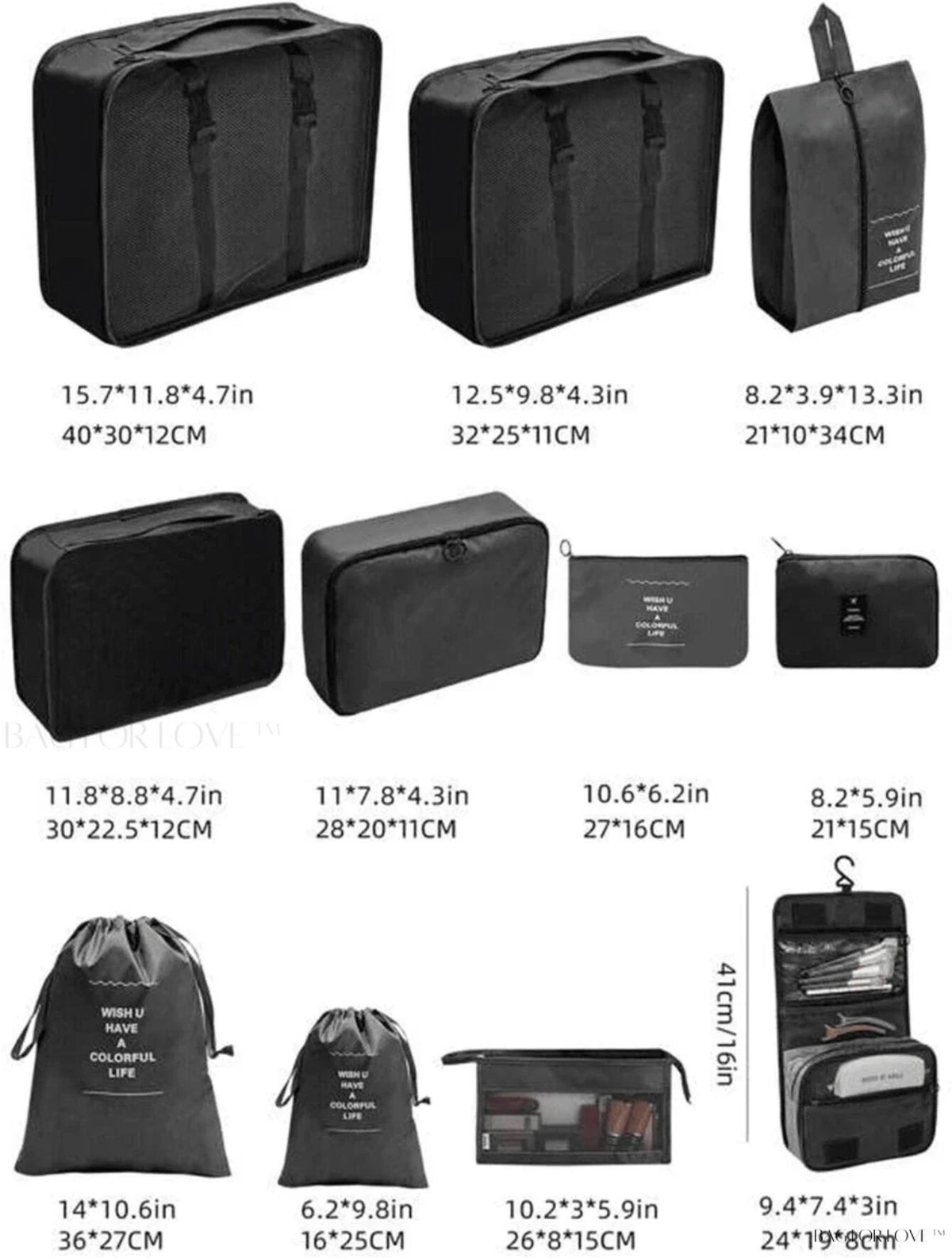 Set de 11 sacs de rangement pour valise