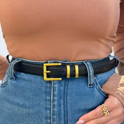 Ceinture Unie à Boucle Bronze