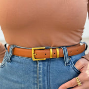 Ceinture Unie à Boucle Bronze