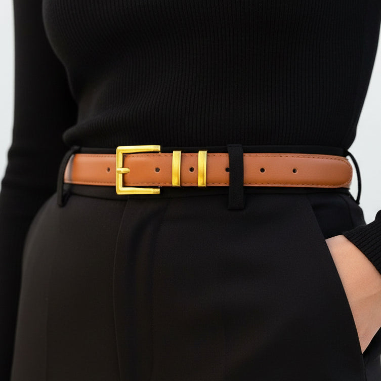 Ceinture Unie à Boucle Bronze - hkstore
