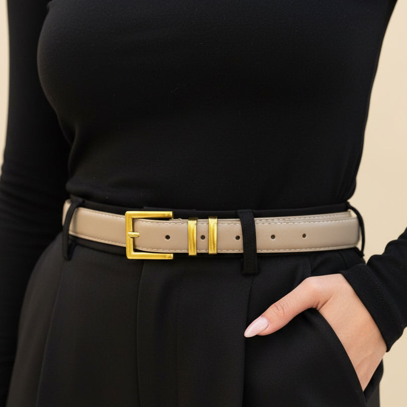 Ceinture Unie à Boucle Bronze - hkstore