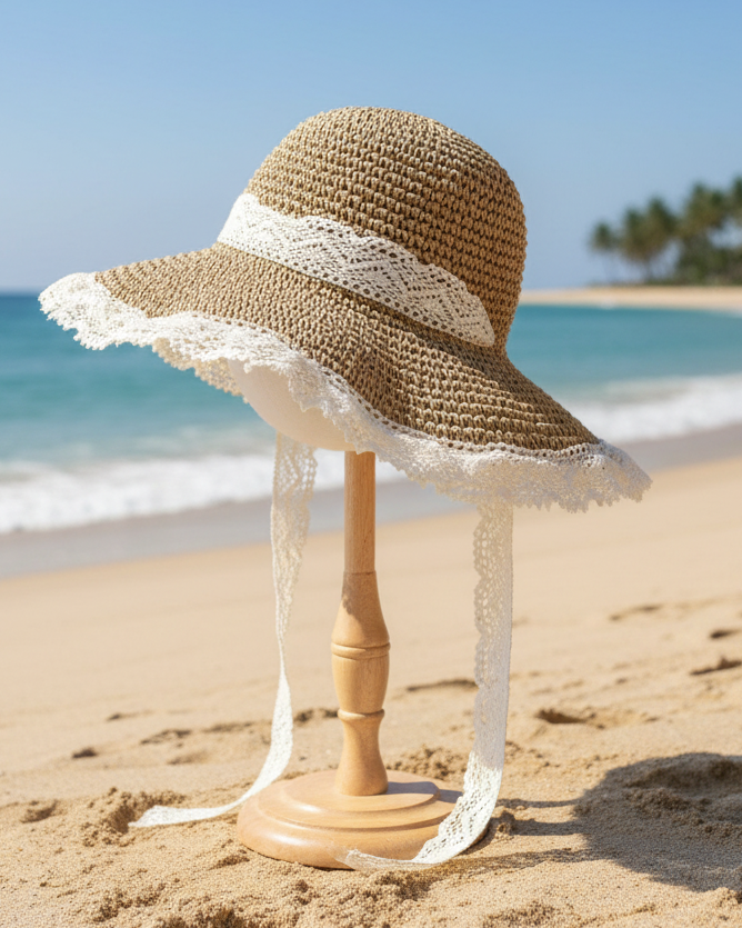 Chapeau Anna crochet beige
