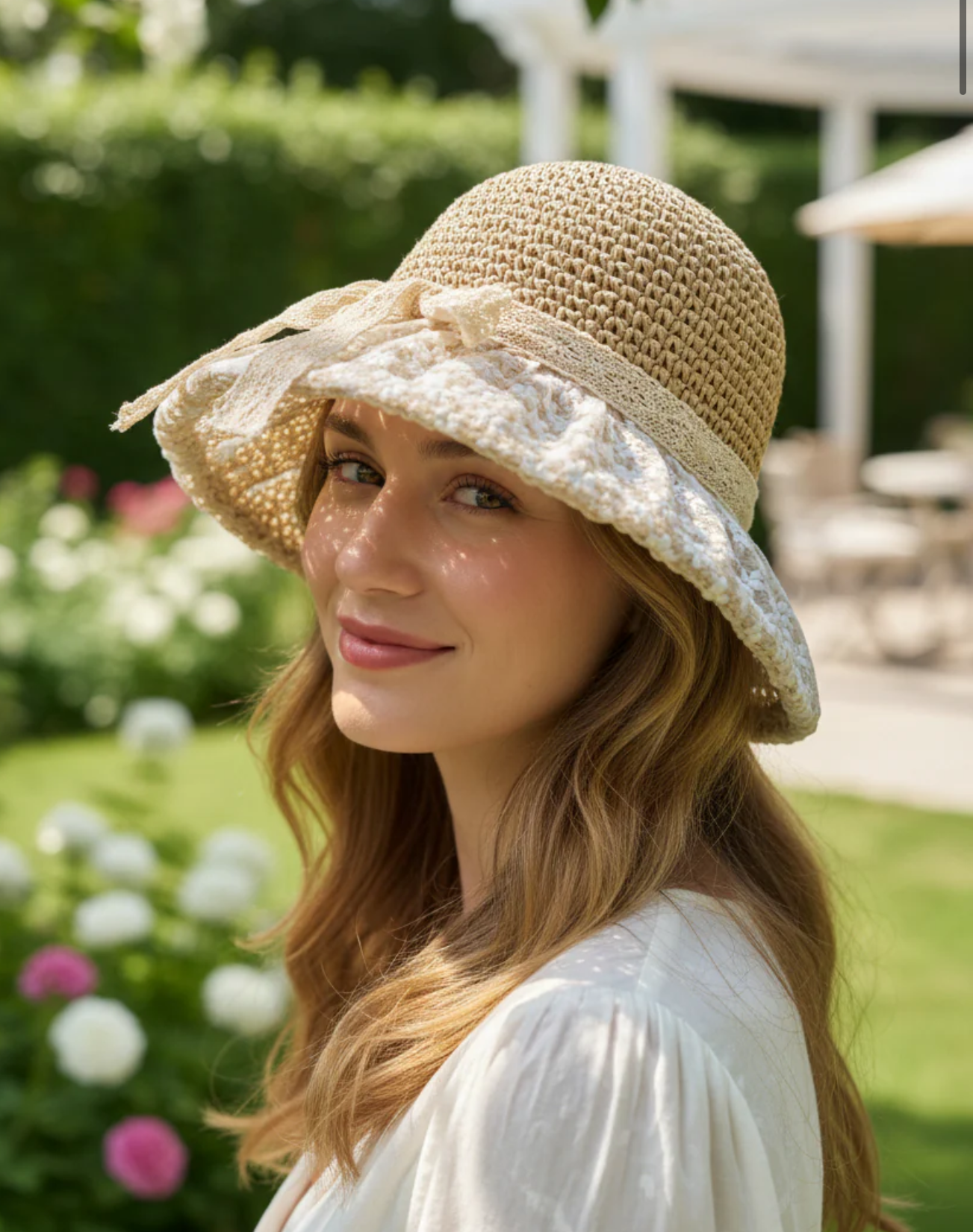 Chapeau dentelle fleurale