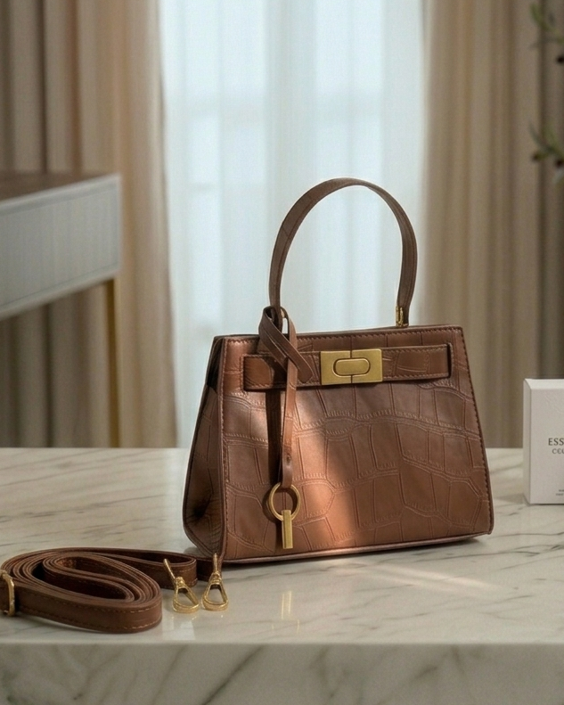 Sac à main  marron croco - hkstore