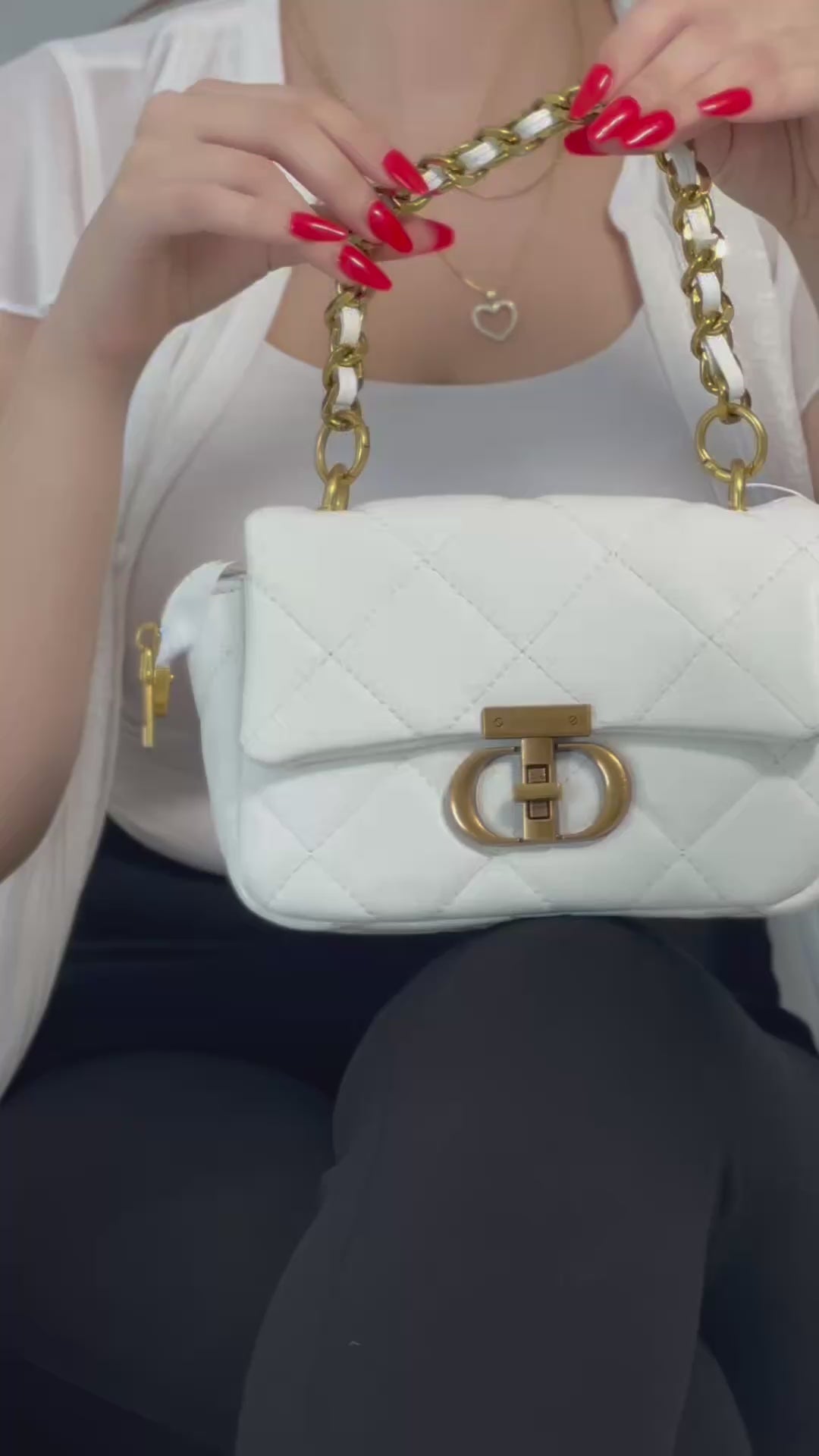 Charger la vidéo : Sac À Bandoulière  blanc