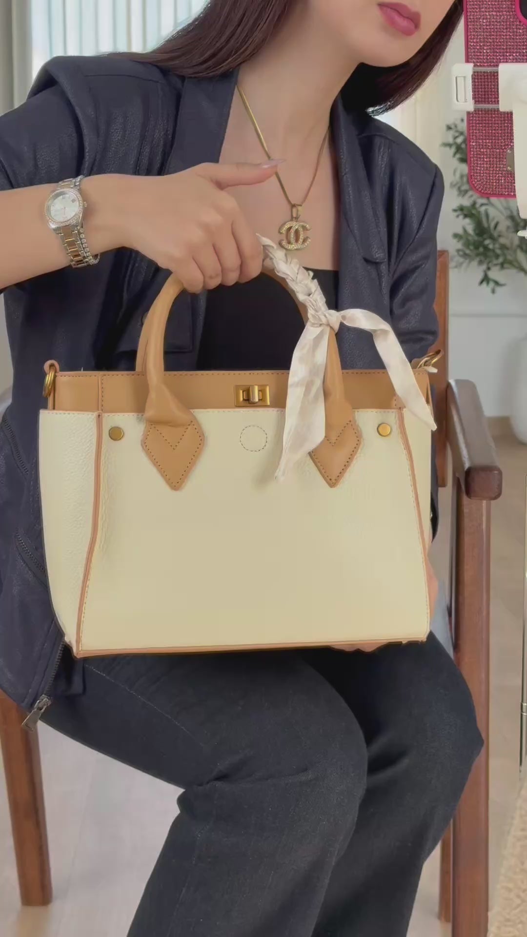Charger la vidéo : Le sac Mademoiselle Cream