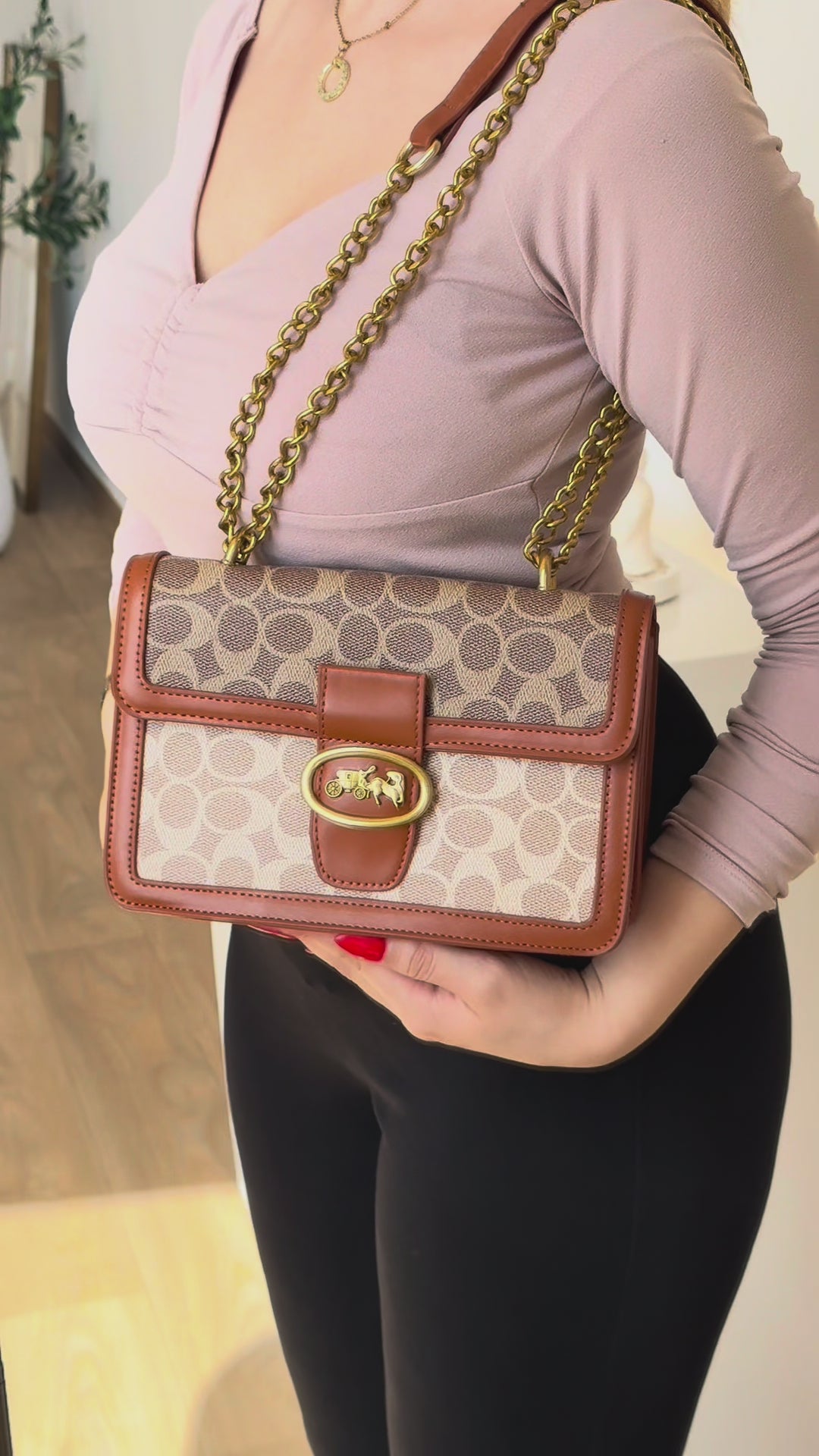 Charger la vidéo : Sac Aura Dorée marron
